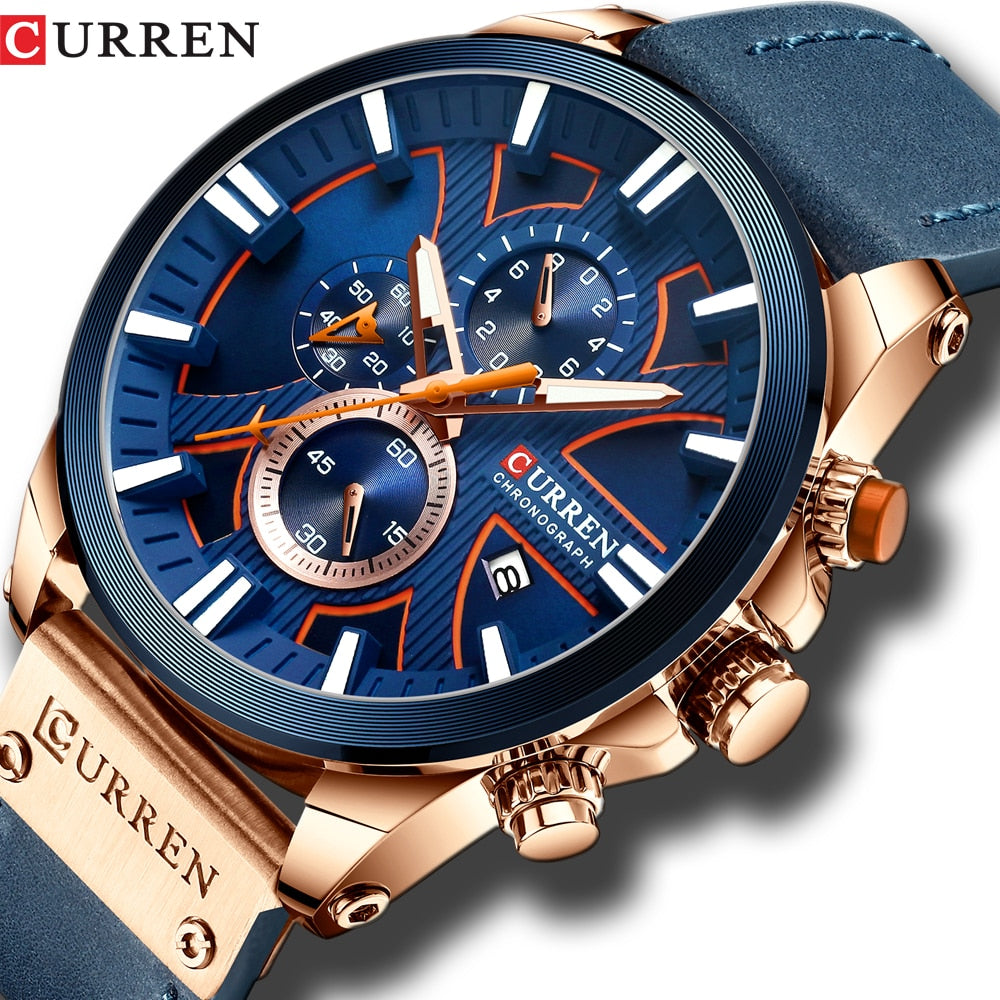 CURREN Men Watch Leather Brand Luxury Quartz Clock Fashion Chronograph Wristwatch Male Sport Military 8346 Relogio Masculino