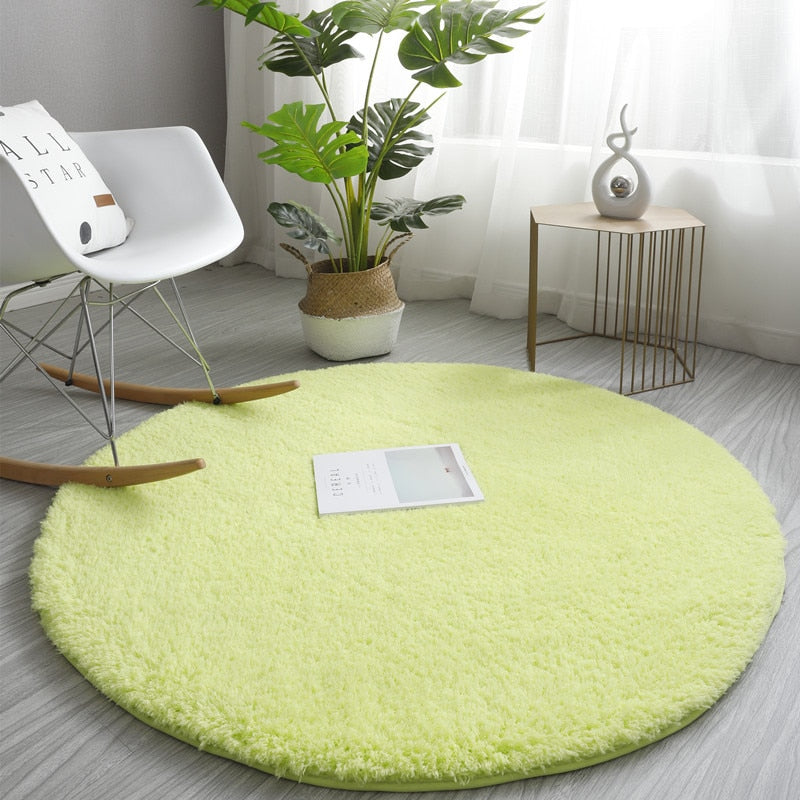 Nordic Fluffy Round Carpet Rugs for Bedroom Living Room Rectangle Large Size Plush Anti-slip Soft Carpet Children Rug 11 Colors