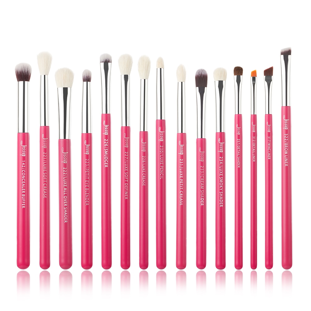 Jessup Makeup Brushes Set 15pcs Make up Brush Tools kit Eye Liner Shader natural-synthetic hair Rose Gold/Black T157