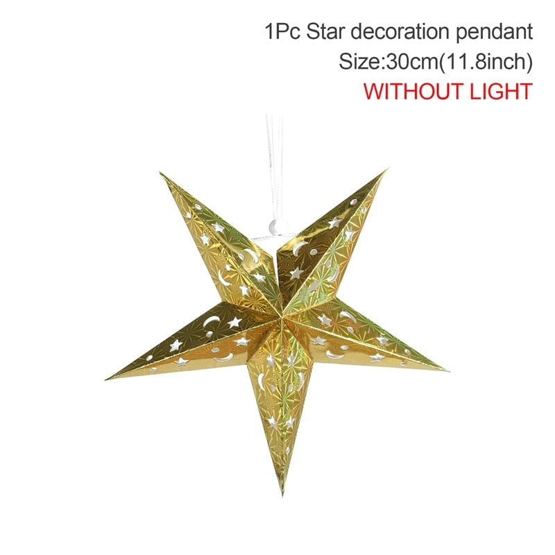 30-75cm Hollow Star Hanging Pendant Eid Mubarak Christmas Ramadan Decoration 2023 Islamic Muslim Party Decor Ramadan Kareem Gift