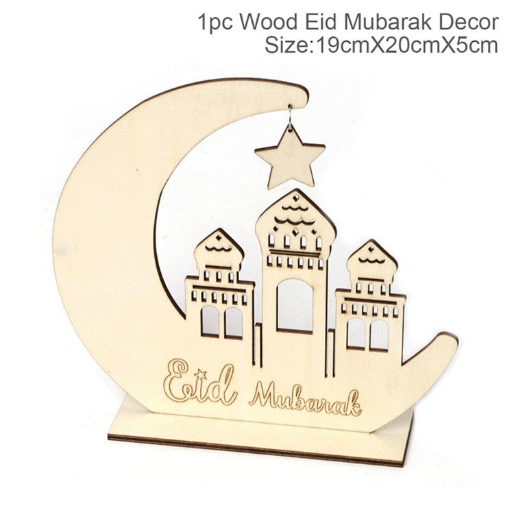 PATIMATE Wooden Pendant EID Mubarak Ramadan Decoration For Home Kareem Ramadan And Eid Decor Eid AL Adha Islamic Muslim Decor