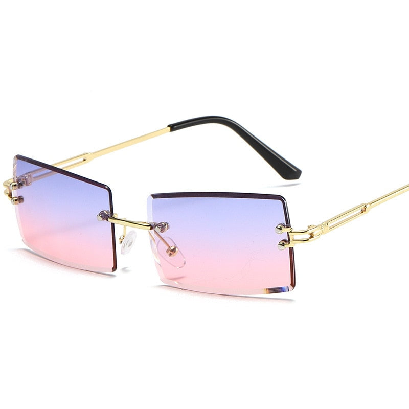 Rectangle Steampunk Sunglasses Women Vintage Sunglasses Men Retro Rimless Sunglasses Brand Designer Luxury Eyewear Glasses