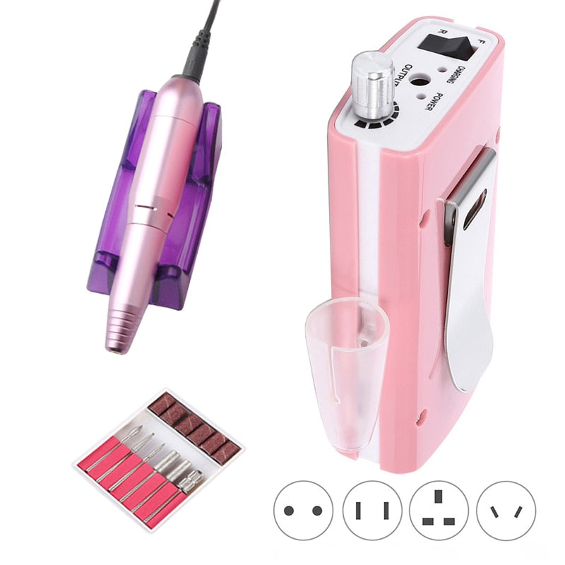 35000RPM Rechargeable Nail Drill Machine Portable Manicure Pedicure Drill Machine Salon Nail Drill Machine Recharge Nail Drill