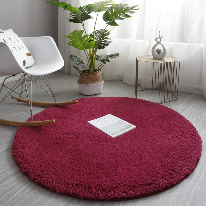 Nordic Fluffy Round Carpet Rugs for Bedroom Living Room Rectangle Large Size Plush Anti-slip Soft Carpet Children Rug 11 Colors