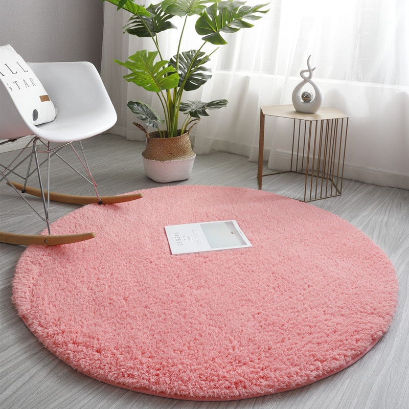 Nordic Fluffy Round Carpet Rugs for Bedroom Living Room Rectangle Large Size Plush Anti-slip Soft Carpet Children Rug 11 Colors