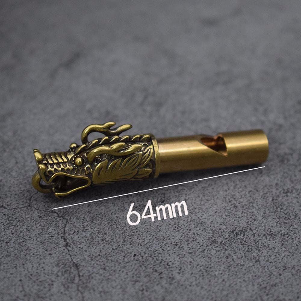 Handmade Brass Dragon Head Whistle Car Keys Chains Pendants Men Women Outdoor Survival Tools Whistles Necklaces Keychains Charm