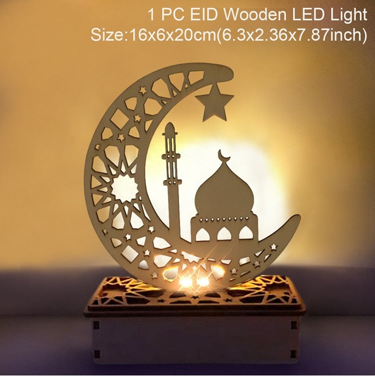 HUIRAN EID Wooden Candle Holder Eid Mubarak Ramadan Decoration For Home Ramadan Kareem Muslim Islamic Festival Party DIY Decor