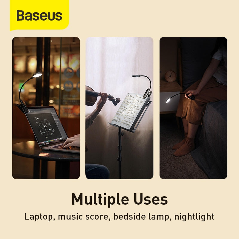 Baseus Clip Table Lamp LED Desk Lamp Flexible Touch Study Reading Lamp For Bedroom Bedside Desktop USB Rechargeable Table Light