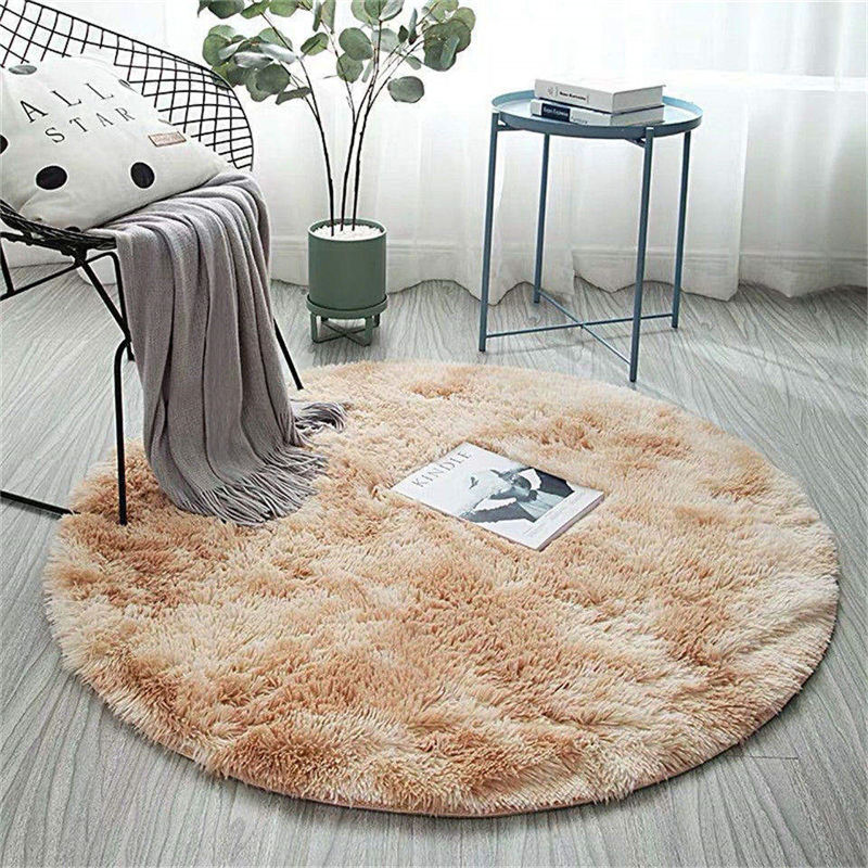 Fluffy Carpet for Living Room Soft Kid Room Round Mat Carpet Anti-slip Floor Mat Home Decor Plush Thick Tie Dyeing Rug Carpet