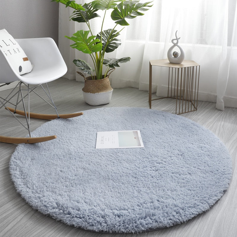 Nordic Fluffy Round Carpet Rugs for Bedroom Living Room Rectangle Large Size Plush Anti-slip Soft Carpet Children Rug 11 Colors