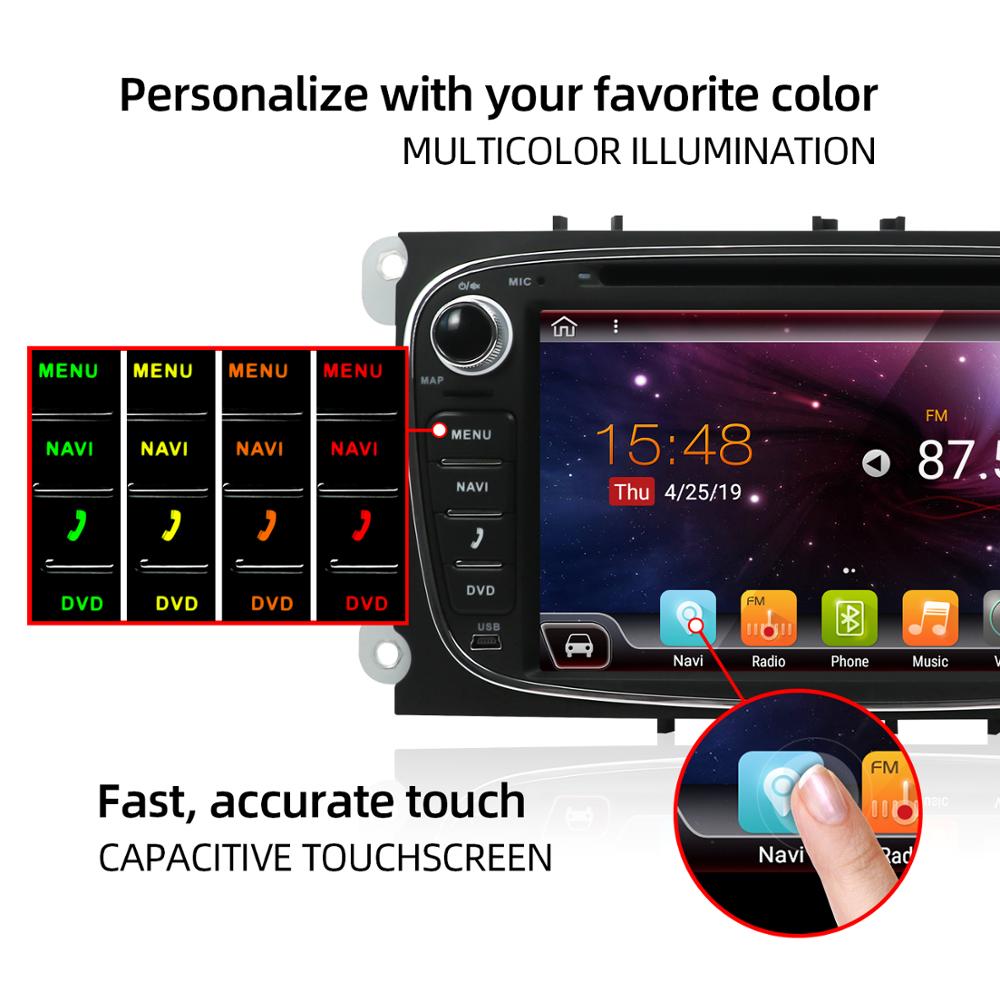 2 Din Android 12 Car DVD Multimedia Player GPS Navi For Ford Focus 2 Mondeo Galaxy S-Max Wifi Car Radio Stereo DSP Carplay 4+64G