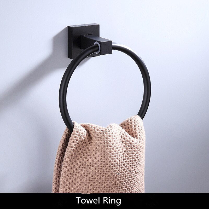 Bathroom Accessories Towel Rail Paper Holder,Towel Bar,Toilet Brush Holder,towel rack Black bathroom Hardware set Aluminum