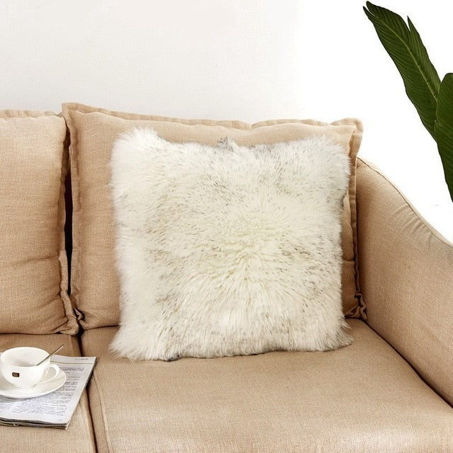 Nordic Faux Fur Cushion Cover Artificial Wool Throw Pillowcase Cushion Case Home Soft Living Room Bedroom Car Decorative 45x45cm