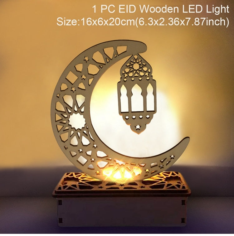 HUIRAN EID Wooden Candle Holder Eid Mubarak Ramadan Decoration For Home Ramadan Kareem Muslim Islamic Festival Party DIY Decor