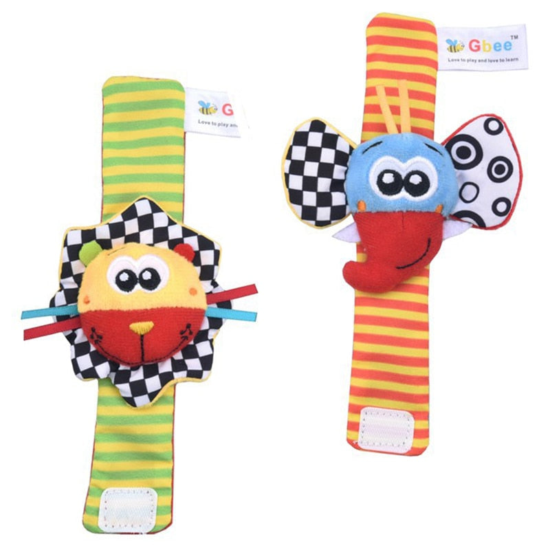 Infant Socks Wrist Rattle Toys Baby Toys 0-12 Months Newborn Cartoon Animal Plush Socks Wrist Strap Rattle For Baby Girl Boy Hot