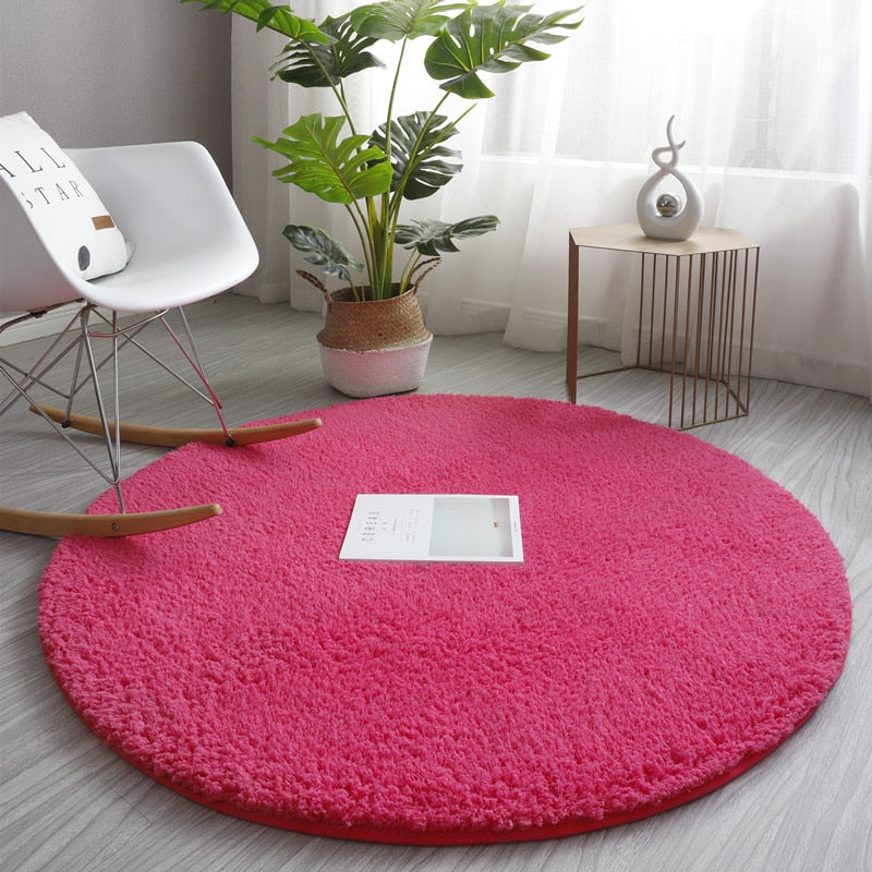 Nordic Fluffy Round Carpet Rugs for Bedroom Living Room Rectangle Large Size Plush Anti-slip Soft Carpet Children Rug 11 Colors