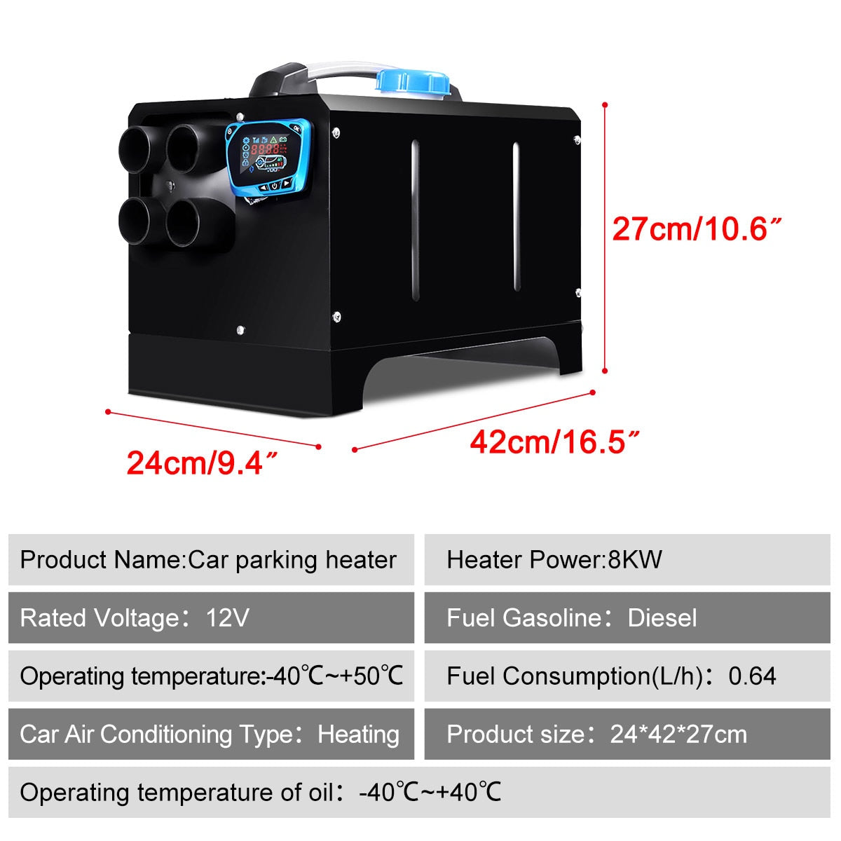 Warmtoo All In One Mini Diesel Air Heater 8KW 12V One Hole Car Heater For Trucks Motor-Homes LCD /Button Remote New Arrival