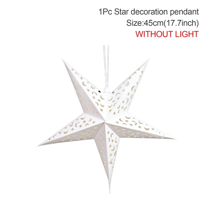 30-75cm Hollow Star Hanging Pendant Eid Mubarak Christmas Ramadan Decoration 2023 Islamic Muslim Party Decor Ramadan Kareem Gift