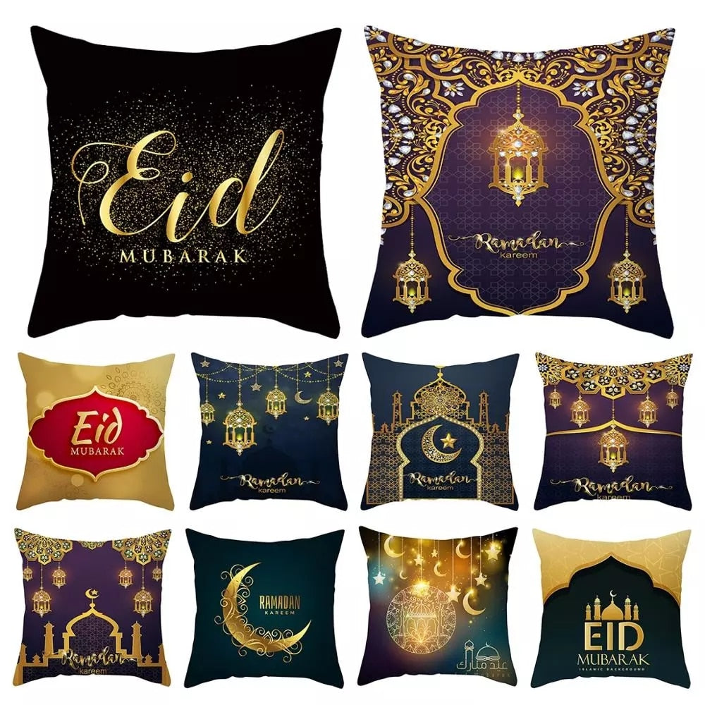 FENGRISE 45x45cm EID MUBARAK Cushion Cover Ramadan Decoration Muslim Party Decoration Islam Gifts Eid Al Adha Ramadan Kareem