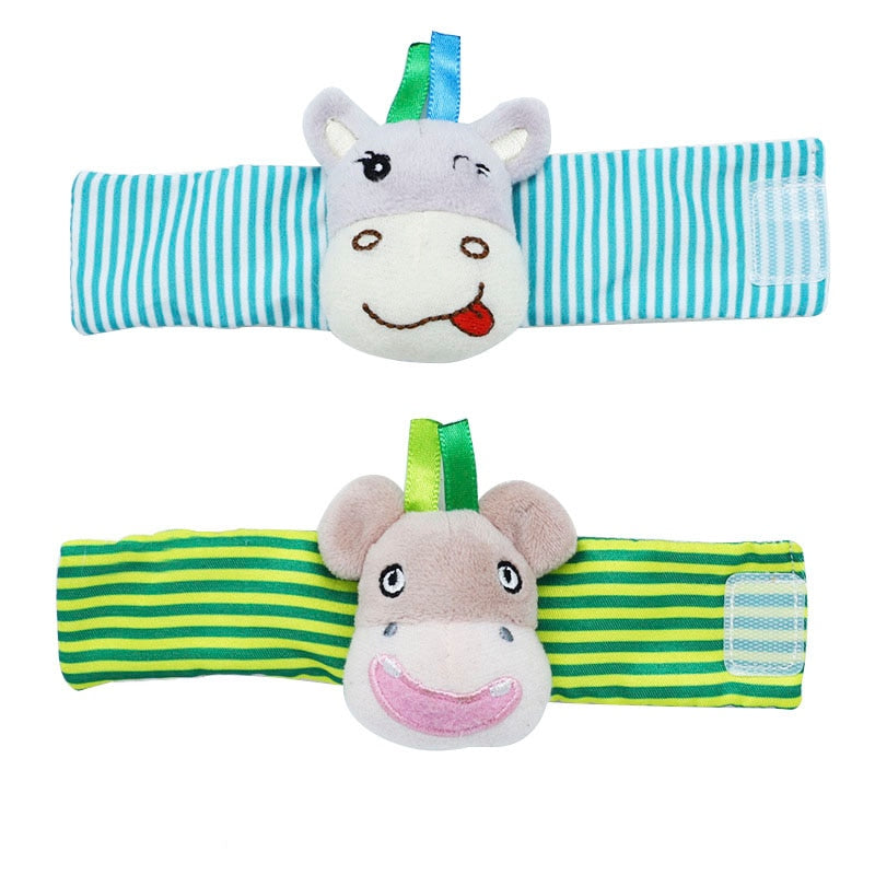 Infant Socks Wrist Rattle Toys Baby Toys 0-12 Months Newborn Cartoon Animal Plush Socks Wrist Strap Rattle For Baby Girl Boy Hot