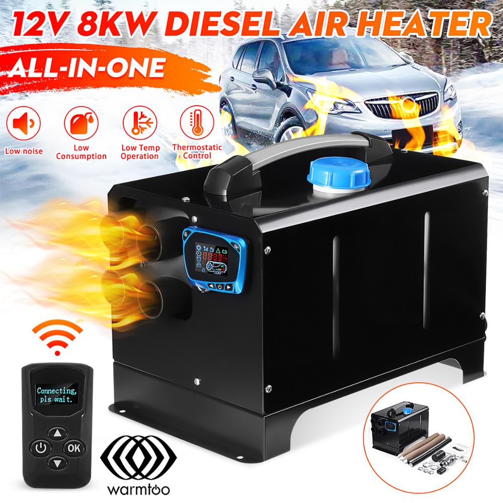 Warmtoo All In One Mini Diesel Air Heater 8KW 12V One Hole Car Heater For Trucks Motor-Homes LCD /Button Remote New Arrival