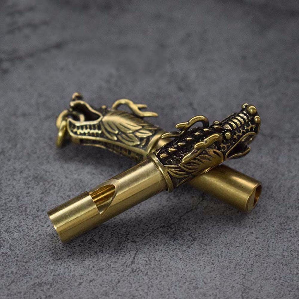 Handmade Brass Dragon Head Whistle Car Keys Chains Pendants Men Women Outdoor Survival Tools Whistles Necklaces Keychains Charm