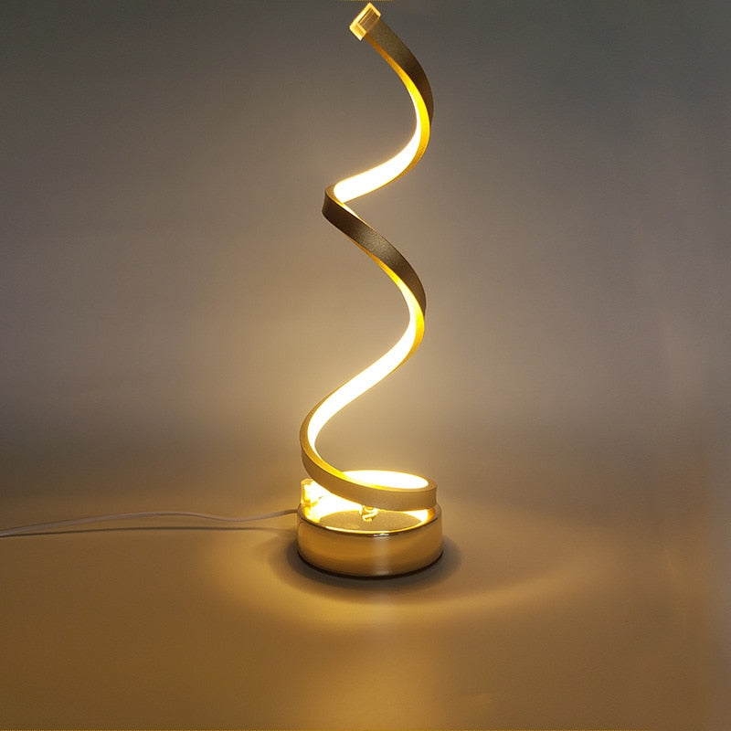 LED Spiral Table Lamp Home Living Room Bedroom Decoration Lighting Bedside Light