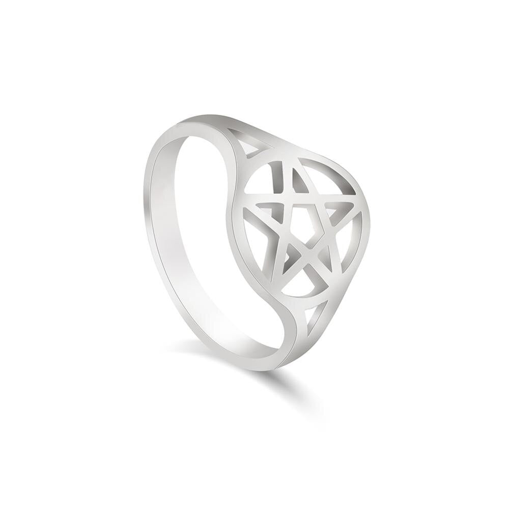 Lemegeton Supernatural Pentacle Pentagram Ring for Women Girls Star Goat Pentagram Rings Jewelry