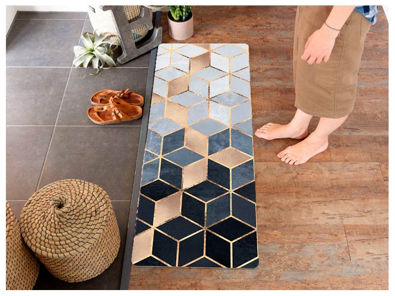 Waterproof Oilproof Kitchen Mat Antislip Bath Mat Soft Bedroom Floor Mat Living Room PVC Leather Carpet Doormat Kitchen Rug