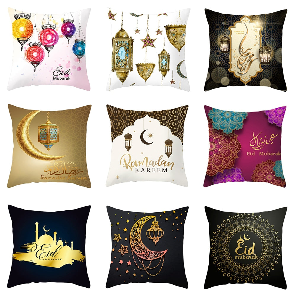 FENGRISE 45x45cm EID MUBARAK Cushion Cover Ramadan Decoration Muslim Party Decoration Islam Gifts Eid Al Adha Ramadan Kareem