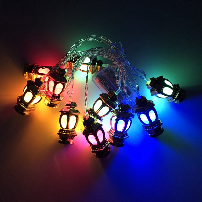 Ramadan Decoration Plastic Lantern Led String Lights Ramadan Kareem Decor Eid Mubarak Gift Al-Fitr Eid Festival Party Supplies