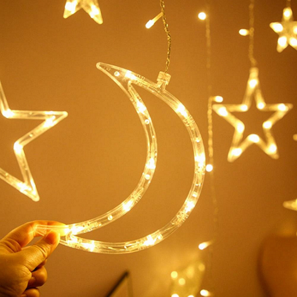 Star Moon Led Curtain Garland String Light EID Mubarak Ramadan Decorations for Home 2023 Islam Muslim Event Party Supplies Decor