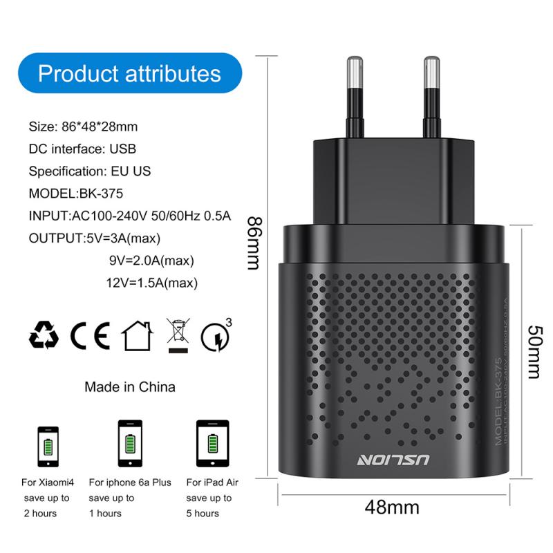 EU/US Plug USB Charger 3A Quik Charge 3.0 Mobile Phone Charger For iPhone 11 Samsung Xiaomi 4 Port 48W Fast Wall Chargers