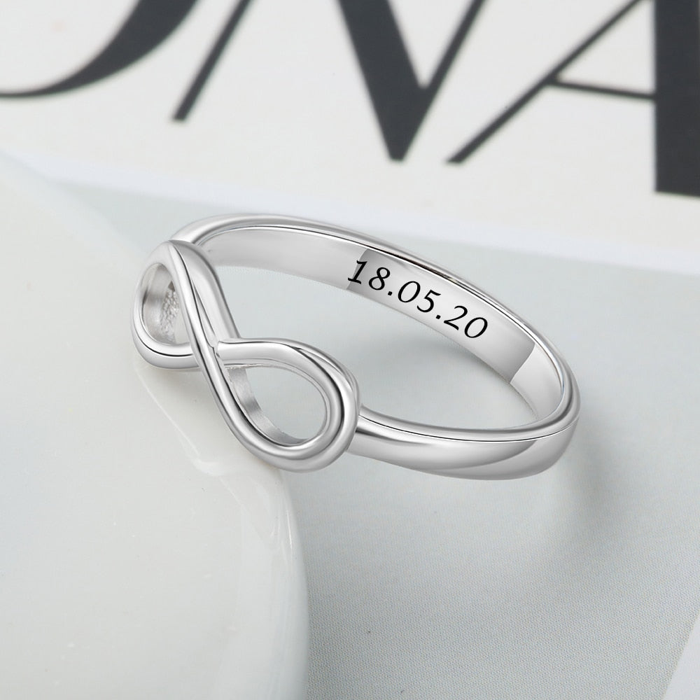 Personalized Infinity Ring Silver Color Custom Name Wedding Gift Love Forever Ring for Women Fashion Jewelry Lam Hub Fong