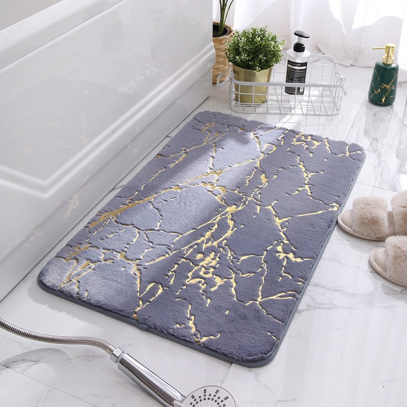 Bath Mats Soft Bathroom Carpet Non-Slip Floor Mat Thick Bathroom Mat Super Absorbent Faux Rabbit Hair Bathroom Rug Home Decor