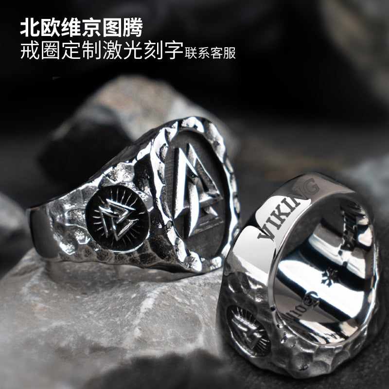 Valknut  Viking  rings for man  Vintage  stainless steel Punk ring fashion jewelry  hippop  mygrillz