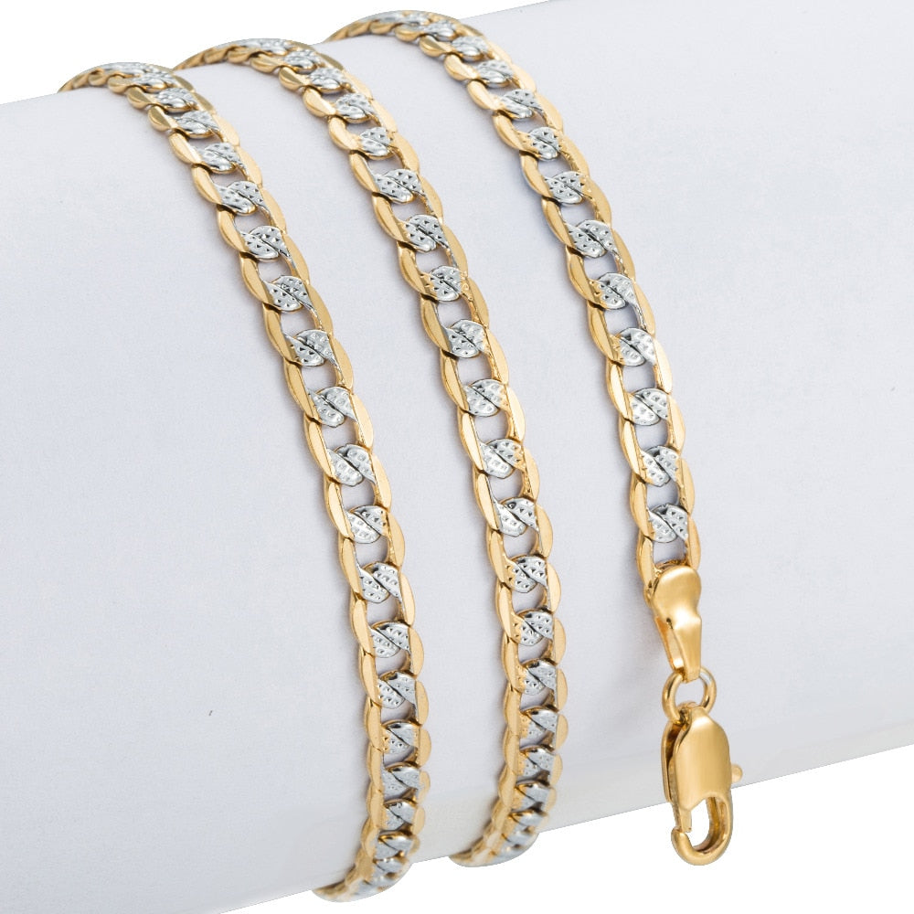 Trendsmax Gold Color Chain Necklace For Men Women Cuban Link Chain Male Necklace Fashion Men&#39;s Jewelry Wholesale Gifts 4mm GN64