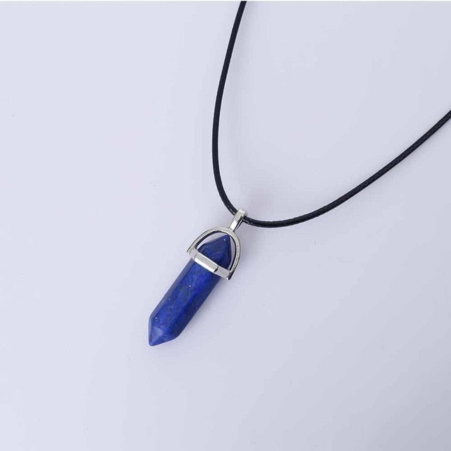 Vienkim Hot Hexagonal Column Necklaces Natural Crystal Pendants Stone Pendant Leather Chains Necklace For Women Fashion Jewelry