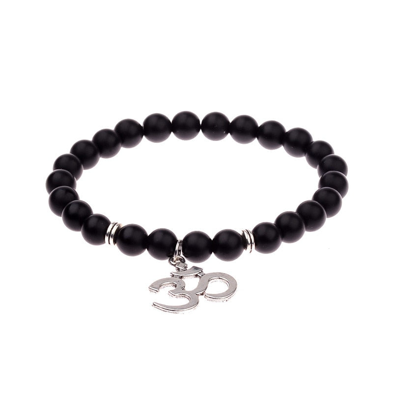 Charm Retro Buddha Bead Bracelet Men Black Natural Stone Chakra Bracelets Erkek Bileklik Bracelet Homme AB226