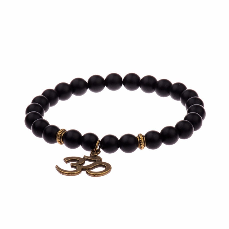 Charm Retro Buddha Bead Bracelet Men Black Natural Stone Chakra Bracelets Erkek Bileklik Bracelet Homme AB226