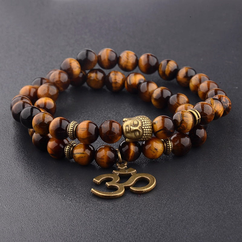 Charm Retro Buddha Bead Bracelet Men Black Natural Stone Chakra Bracelets Erkek Bileklik Bracelet Homme AB226