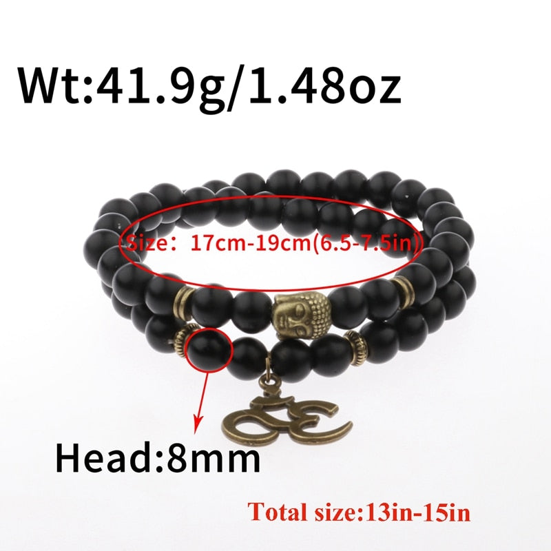 Charm Retro Buddha Bead Bracelet Men Black Natural Stone Chakra Bracelets Erkek Bileklik Bracelet Homme AB226