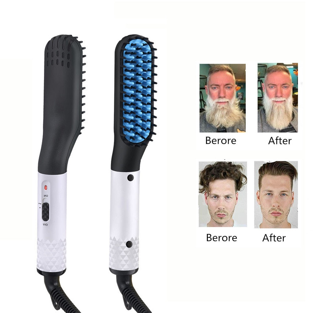 Escova Alisadora Men Beard Straightener Hair Straightening Brush Electric Quick Heating Flat iron Comb Hair Styling Tools