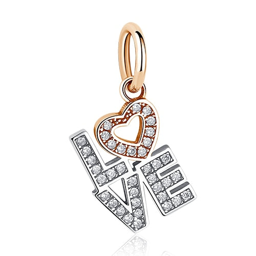 Fashion Rose Gold Tree Feather Heart Charms Beads Fit Original Bracelet Women 925 Sterling Silver Jewelry Accessories