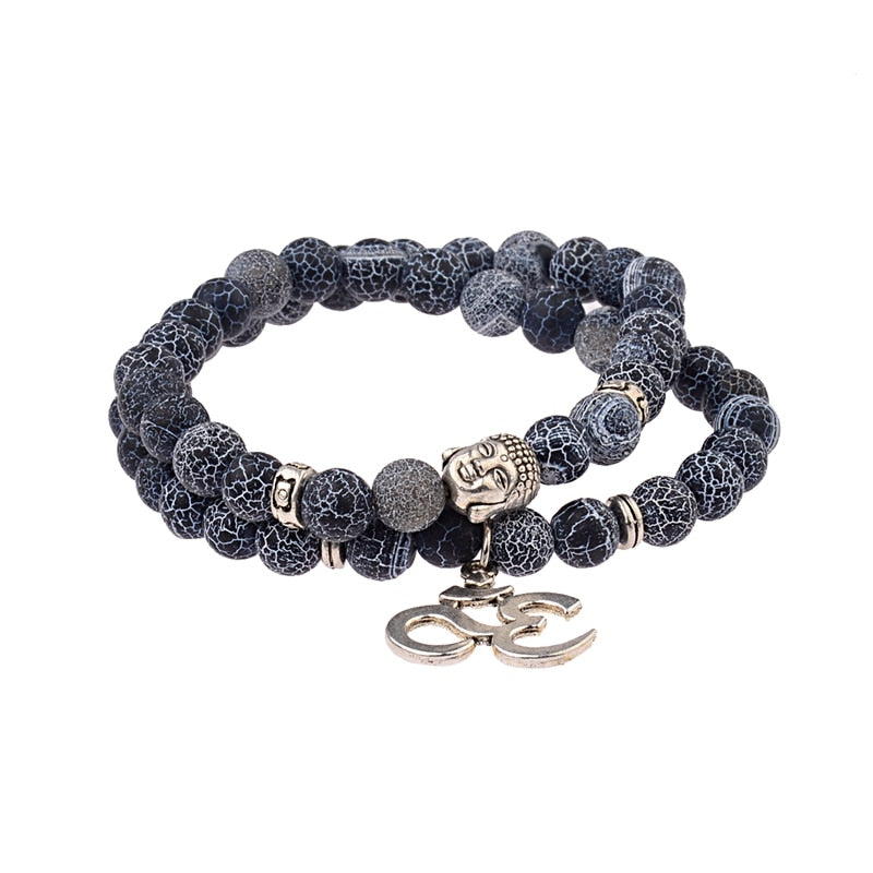 Charm Retro Buddha Bead Bracelet Men Black Natural Stone Chakra Bracelets Erkek Bileklik Bracelet Homme AB226