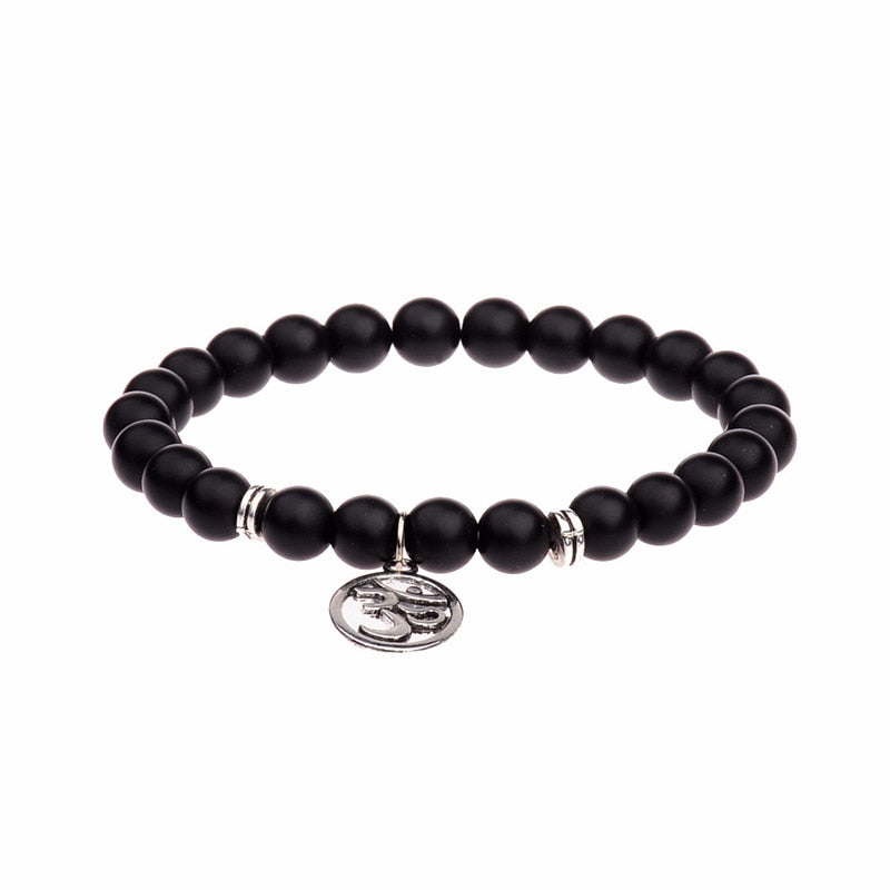 Charm Retro Buddha Bead Bracelet Men Black Natural Stone Chakra Bracelets Erkek Bileklik Bracelet Homme AB226