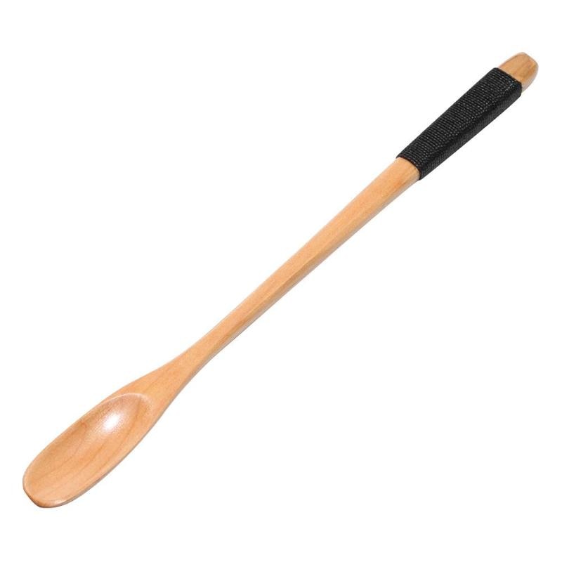 Long Handle Wood Spoon for Honey Rice Soup Dessert Coffee Tea Mixing Kitchen Utensil Tools Teaspoon Catering Bamboo Wooden Spoon