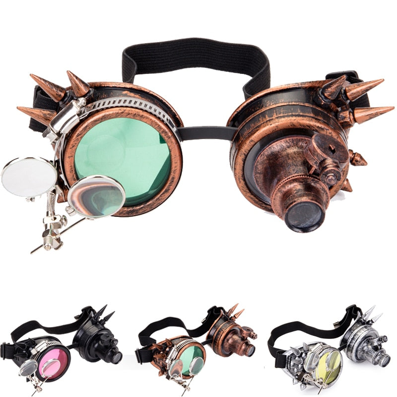 FLORATA Rivet Goggles Men Women Steampunk Vintage Round Sun Glasses Gothic Goggles Vintage Retro Punk Sunglass