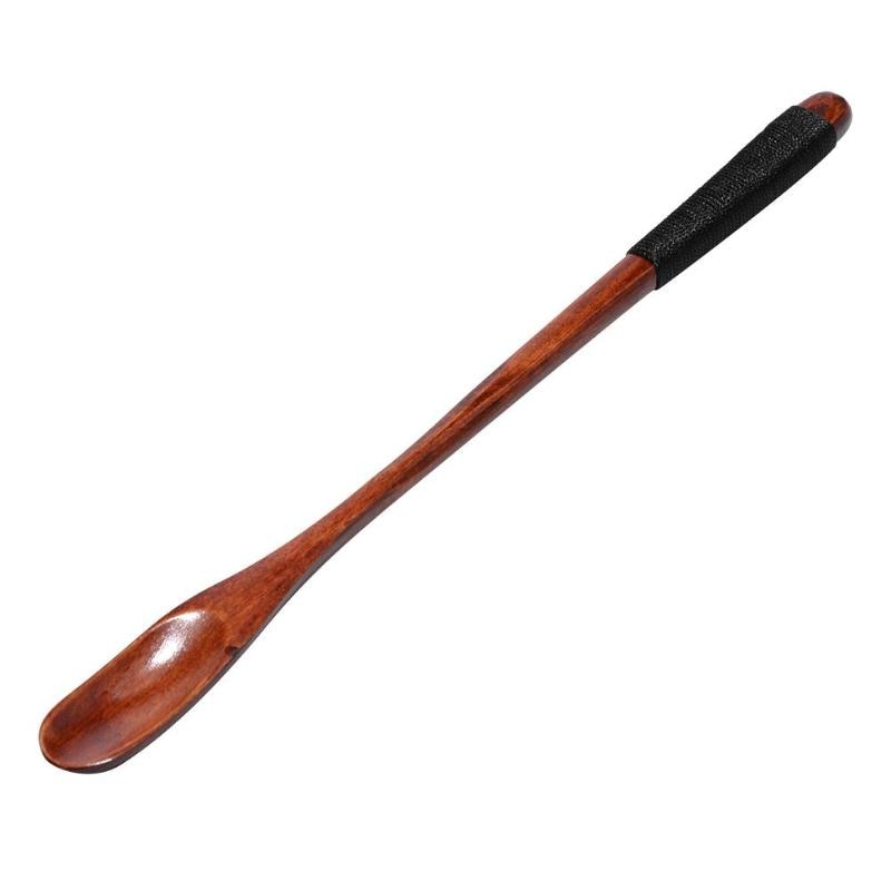 Long Handle Wood Spoon for Honey Rice Soup Dessert Coffee Tea Mixing Kitchen Utensil Tools Teaspoon Catering Bamboo Wooden Spoon