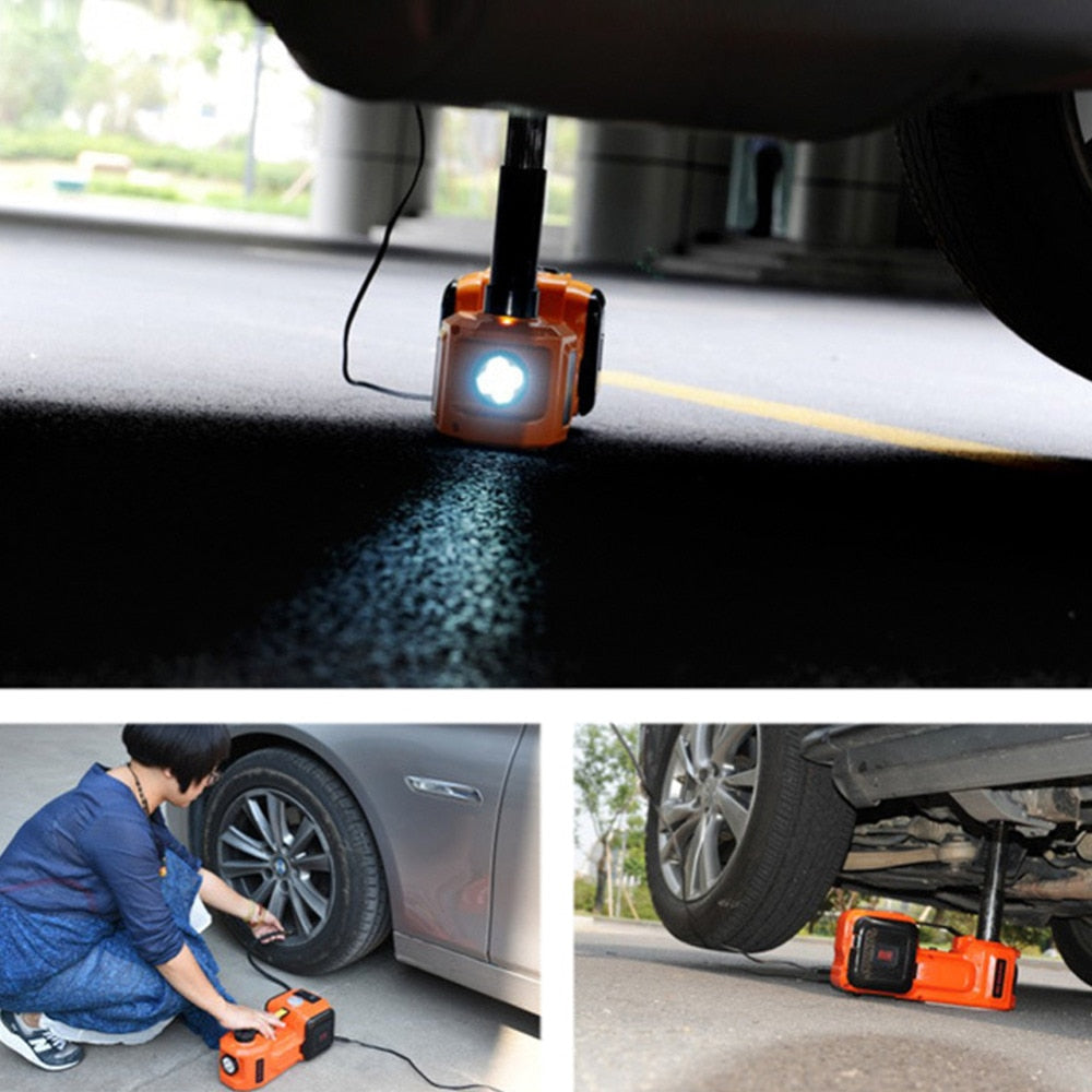 5T 45cm Car Jack Electric Hydraulic Jack Protable Tire Lifting Car Repair Mechanical Tools Inflator Flashlight Safe Hammer